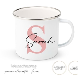 personalisierte Tasse - Wunschname mit Anfangsbuchstaben | Emaille Tasse | 330ml | 450ml | verschiedene Größen