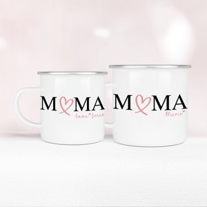 personalisierte  Emaille Tasse - MAMA mit Kindernamen | 330ml | 450ml | verschiedene Größen