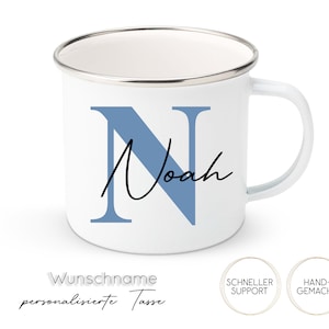 personalisierte Tasse - Wunschname mit Anfangsbuchstaben | Emaille Tasse | 330ml | 450ml | verschiedene Größen