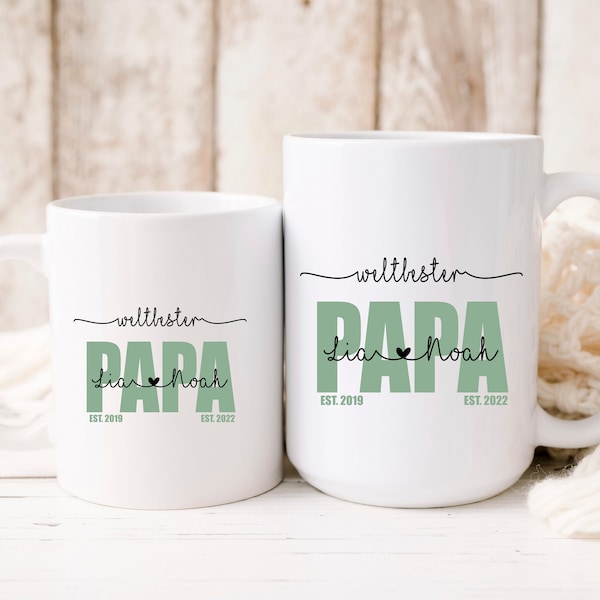 personalisierte Tasse | weltbester PAPA weltbeste MAMA mit Kindernamen | Keramik | normal oder JUMBO