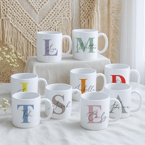 Personalisierte Namenstasse mit Anfangsbuchstaben | Keramiktasse mit Name | Team Tassen Familien Tasse |Tasse mit Buchstabe und Namen