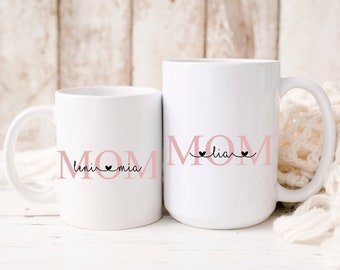 personalisierte Tasse | MOM oder DAD mit Kindernamen | Keramik | normal oder JUMBO