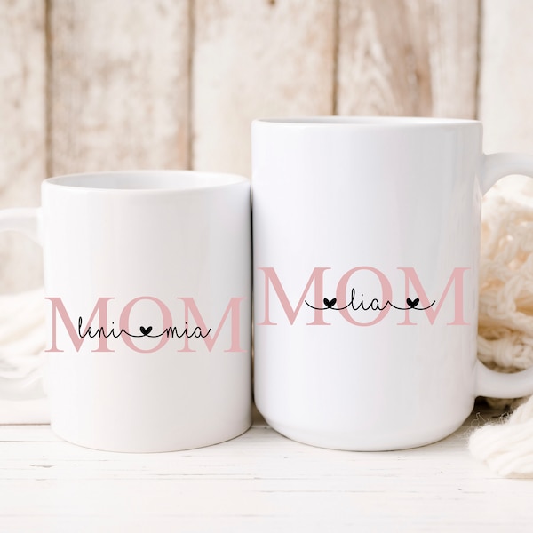 personalisierte Tasse | MOM oder DAD mit Kindernamen | Keramik | normal oder JUMBO