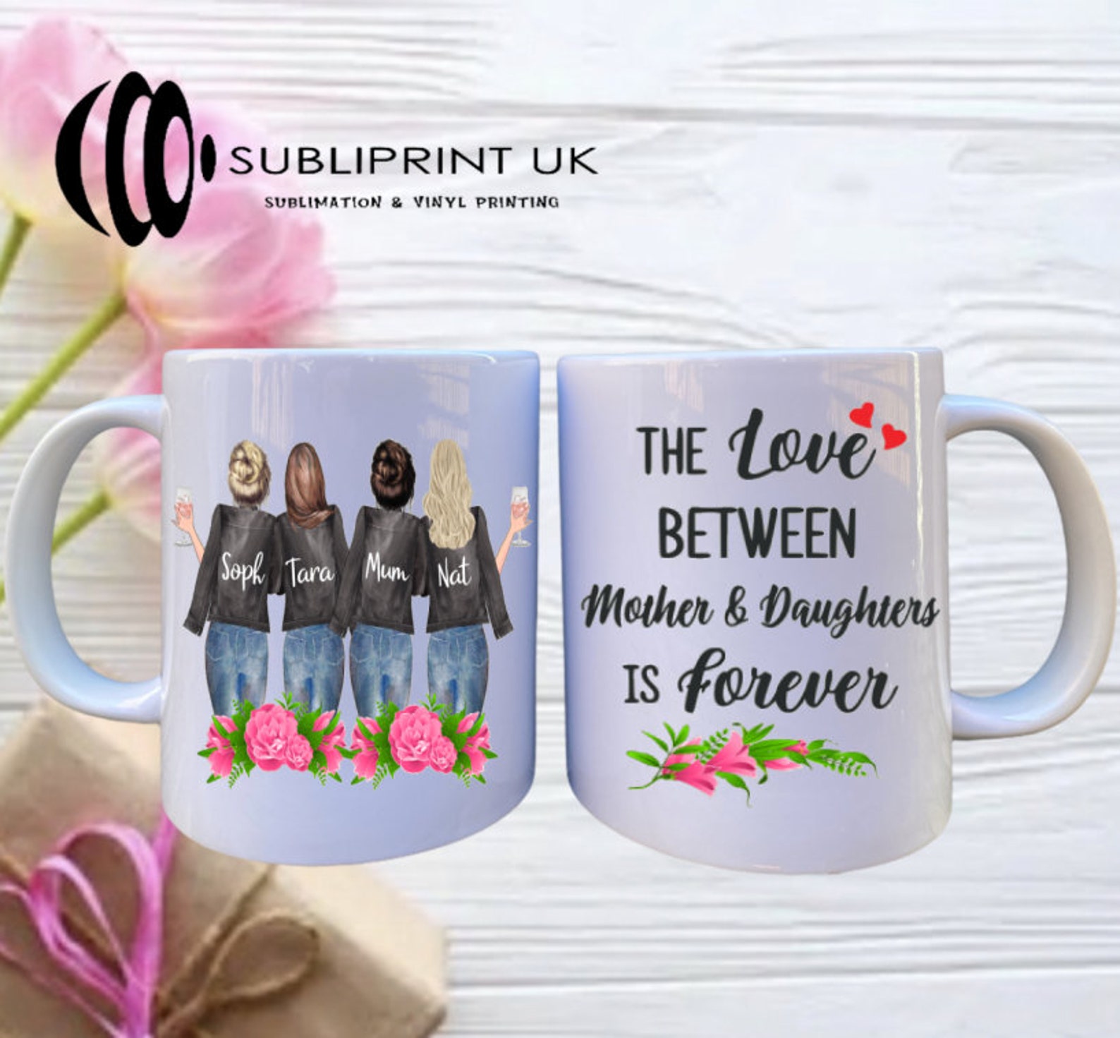 Mother and Daughter Personalised Mug Four Person Etsy