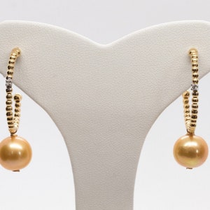 18K Gold Hoop Earrings, White Gold Earrings,  gold pearls Earrings, Gift for Her, Made in Italy, hoop earrings, gold earrings