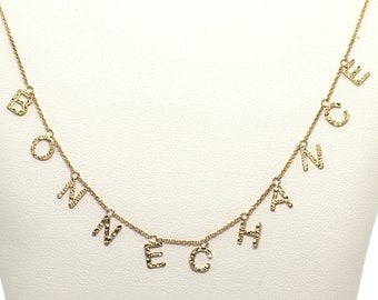 Customizable phrase necklace 18k yellow gold- Personalized necklace with tiny letters - Personalized jewel - Sentence necklace - Unique gift