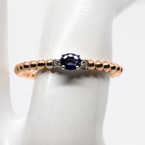 18K rose Gold Ring with Diamonds and sapphire, Perfect Gift for Her,  Rings for Women, rose Gold Ring, Made in Italy, minimal jewelry