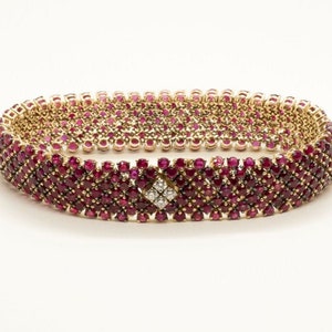 Stunning cuff bracelet with rubies and diamonds, very soft cuff bracelet for woman, precious and very beautiful, unique gift for woman