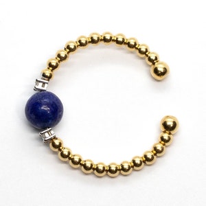 18K yellow Gold Ring, ring with Diamonds and Lapis lazuli, Rings for Women, Made in Italy, Handmade Jewelry, Perfect gift the her