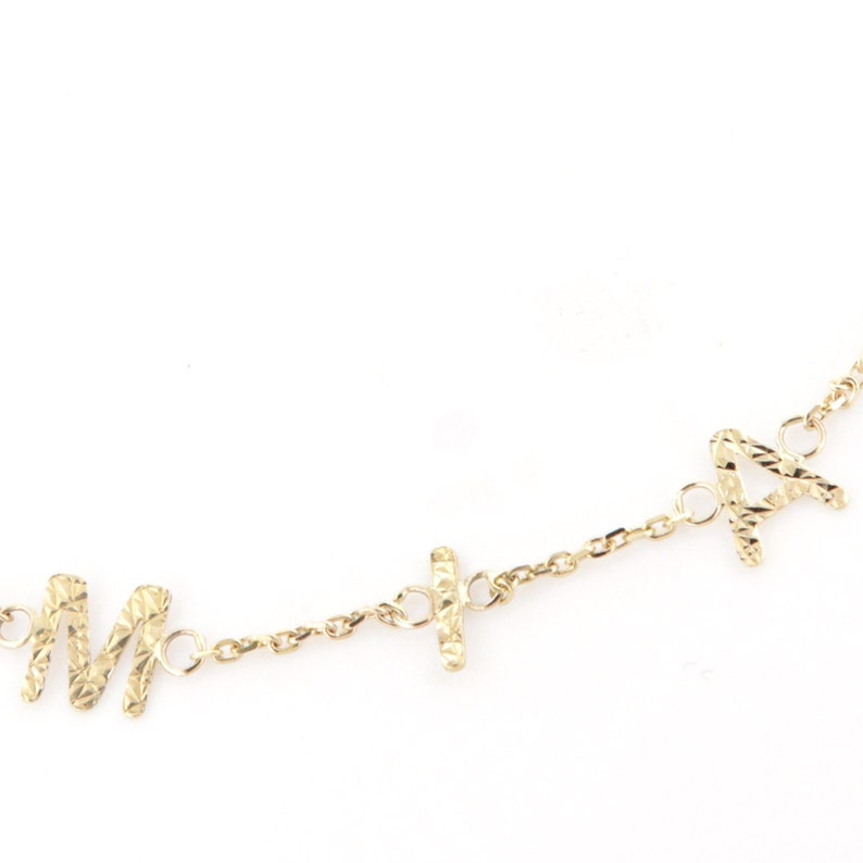 Custom words bracelet Personalized bracelet 18k solid gold Custom letter bracelet Name bracelet perfect gift for her and him image 6