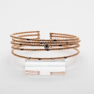 Bracelet in yellow gold and white gold 18k, bracelet with diamond, bracelet with sapphire, cuff bracelet, bangle for women, gift for her