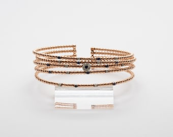 Bracelet in yellow gold and white gold 18k, bracelet with diamond, bracelet with sapphire, cuff bracelet, bangle for women, gift for her