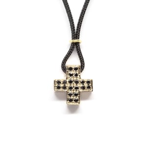 Square Cross Necklace 18k white gold, Men Cross Necklace, Solid 18k Gold, Black Diamonds Cross Pendant Necklace, Dainty Cross, Gift for him