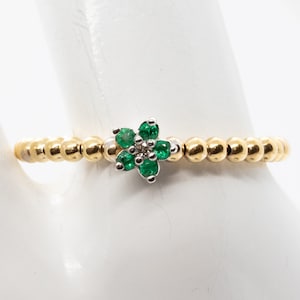 18K Yellow Gold Ring with Diamonds and Emeralds, Perfect Gift for Her,  Rings for Women, yellow Gold Ring, Made in Italy, Handmade Jewelry