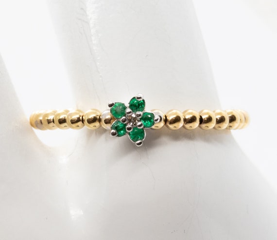 Anello in oro giallo 18 kt, anello con smeraldi, anello con diamanti, anello a fascia, anello di fidanzamento, fedina in oro giallo, "Atena"