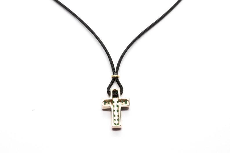 Men Necklace With Cross Emerald Cross Pendant in White Gold Etsy