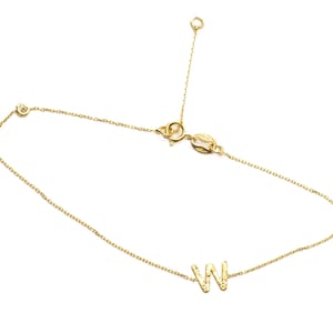 Pulsera de oro amarillo de 18kt con inicial - pulsera alfabeto - pulsera minimalista - pulsera de diamantes - pulsera personalizada