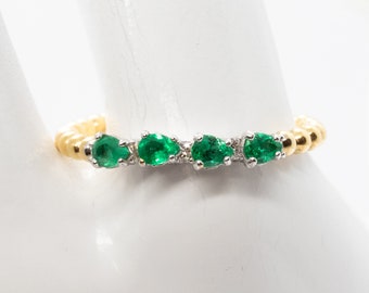 Anillo de oro amarillo de 18kt, anillo esmeralda, anillo minimalista, anillo de banda, anillo de compromiso, banda de oro amarillo esmeralda