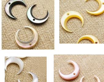 6pcs 12mm MOP blanc, Perle de coquille de lune, MOP, Croissant, Mère de la Perle Double Corne, Naturel, Coquille de mer, AA, Undrilled ou Foré GB602