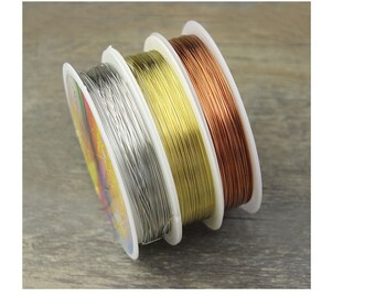 Gold/ Silver Plated Copper Wire, Craft Wrapping Supplies, 0.2-0.8mm, 20/ 21/ 22/ 24/ 26/ 28/ 32 Gauge SB202