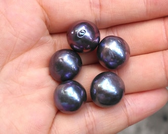 13-14mm round edison pearl, peacock cultured pearls, loose black pearl,  nuclated pearl, PB1815