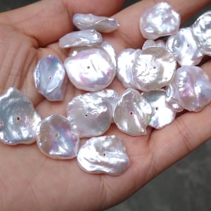 AAA 14-16x13-20mm silver white keshi pearls , center drilled,baroque pearl,loose pearl beads,very high luster PB1921