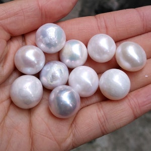 Rare! 15-17mm Very Big Thick Skin White Near Round Pearl, for Stud Earrings,Freshwater Pearl,Imperfection on Skin PB1365