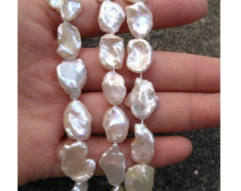 10-14x15-18mm irregular pearls, white freshwater pearl, freeform pearl beads, loose keshi pearl, PB1779