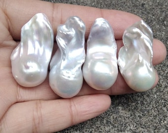 32-36mm Super Long Baroque Pearl,   Rare Pearl Beads, Huge Big Baroque Pearl ,  White Freshwater Pearl ,  Undrilled, PB1865