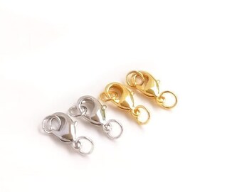 Wholesale Lobster Clasp 14K Real Gold Plated, Lobster Claw with Jump Ring for Jewelry Making,12x7/10x6mm NOT Easily Tarnished SB251