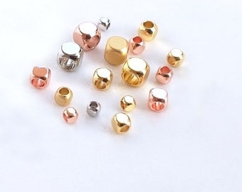 14K Real Gold Plated 2mm Round Spacer Beads 2mm, 3mm, 4mm, Seamless Gold-Plated  Round  Square Beads Not Easily Tarnished SB345