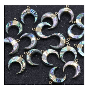 Kleiner Halbmond Abalone Muschel Anhänger Doppelhorn Charms Anhänger Wholesale GB449