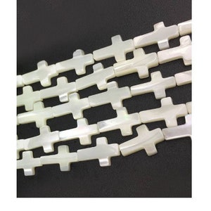 13x8mm Cross Genuine Mother of Pearl Shell Cross Pendant Side Way Cross Bead 1 Strand GB437