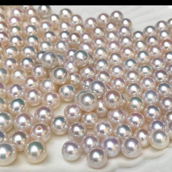 5-6m   Akoya Pearl Round High Luster Genuine Cultured  Pearl White Untreated Non-Dyed Loose Pearl PB701