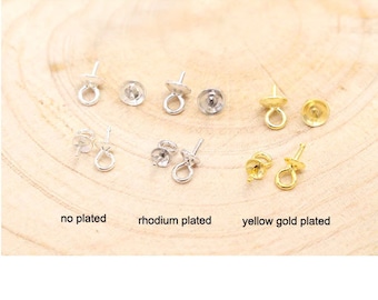 Sterling Silver Cup and Peg Drop, for Half Drilled Pearl Bead, Pearl Jewelry Findings, 925 Silver Cup Peg, Pendant Charm Bail Cup SB743