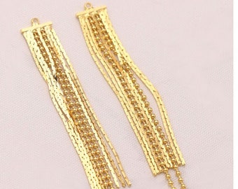 Real 14k Gold Plated Chain Tassel Pendants 65x10mm NOT Easily Tarnished SB1628