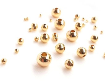 50 14K Gold Plated Smooth Round Beads - Size 2mm, 2.5mm, 3mm, 4mm, 5mm, 6mm, 8mm,  or Mix Spacer Beads NOT Easily Tarnished SB327