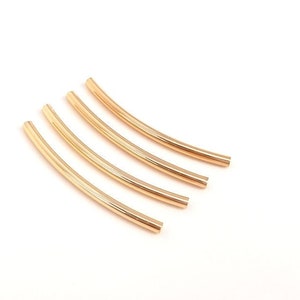 14K Real Gold Plated Curve Tubes Beads, Gold Plated Tube Beads, Smooth Curved Tube Bead,Yellow Gold Color Jewelry Findings 2x20/2x30mm SB571