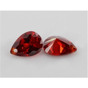 Sided drilled CZ, Red drop cubic zirconia, loose, pear cut cz, with hole, loose gemstone, teardrop CZ, 1 bead, Many Sizes  GB612