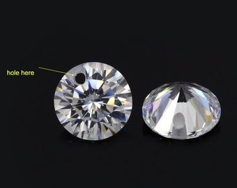 1pcs Drilled Moissanite 3/4/5/6/6.5mm White D Color Round Cut Stone Loose Gemstone Synthetic Diamond  1 Carat GB1288