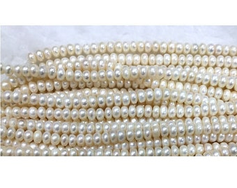 4x8mm Natural Tiny Freshwater Pearl Beads Rondelle/Button Shape Genuine Natural White Pearl Beads PB1030