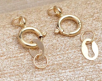 Cierre de anilla de resorte de oro macizo de 18 quilates / Componentes de oro de 18 quilates / Oro macizo / Cierre / Fabricación de collares SB2075