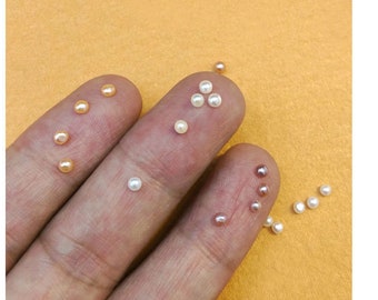 2-3mm Round White/Peach/Lavender Pearl Natural Pearl Gemstone Undrilled Pearl Cabochon Pearl Cabs Jewelry Making  Nail Art Decoration PB098