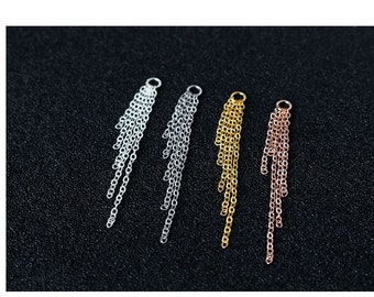 Sterling Silver Tassel Charm,Sterling Silver Chain Tassel Pendant,Tassels for Earrings for Necklace,Tassel Jewelry SB319
