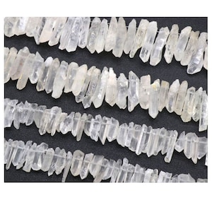 Rough White Crystal Sticks Quartz Points, Quartz Crystal Points, Top Drilled Crystal Points, Natural Stick Beads  GB452