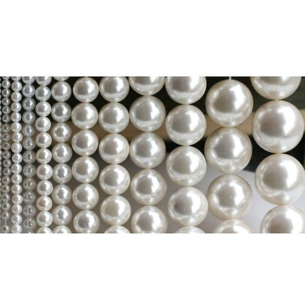 2-20mm Round shell pearl, 2mm, 3mm 4mm 6mm 8mm 10mm 12mm 14mm 16mm 18mm 20mm white loose pearl beads, high luster pearls, full strand GB281