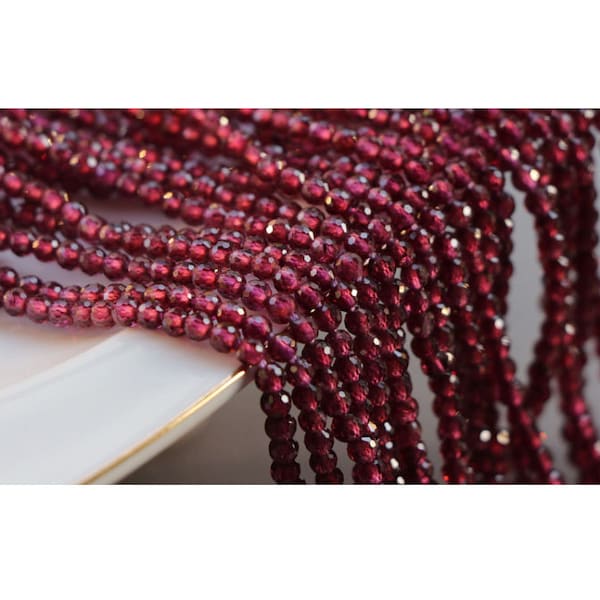 Rhodolite Garnet 3.5mm Faceted Rounds 15" Bead Strand  GB678