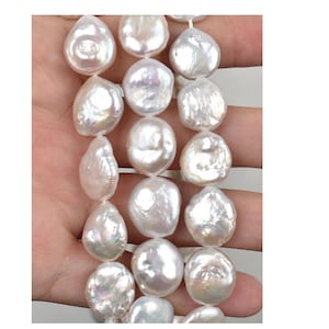 12-13mm Münzperlen, weiße Süßwasserperlen, flache Münzperlen großhandel, Hochglanzzuchtperle, Qualitätsperle, Vollschnur PB548