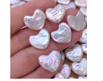 12mm White Heart Shaped Freshwater Pearls,White Fancy Baroque Pearls, Undrilled  PB909