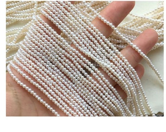 2-2.5mm Freshwater Pearl, Tiny Pearl Beaded Strand, Genuine Pearl Necklace, Rice Pearl, Great Quality,  Gift for Her  PB973